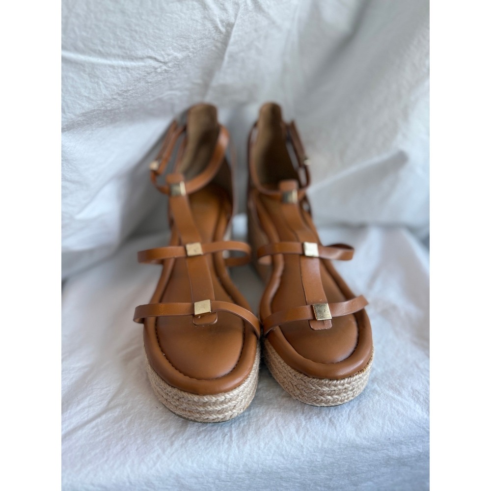 Franco Sarto‎ Clemens Cognac Brown Espadrille Wedge Sandals Gladiator Strappy 8M